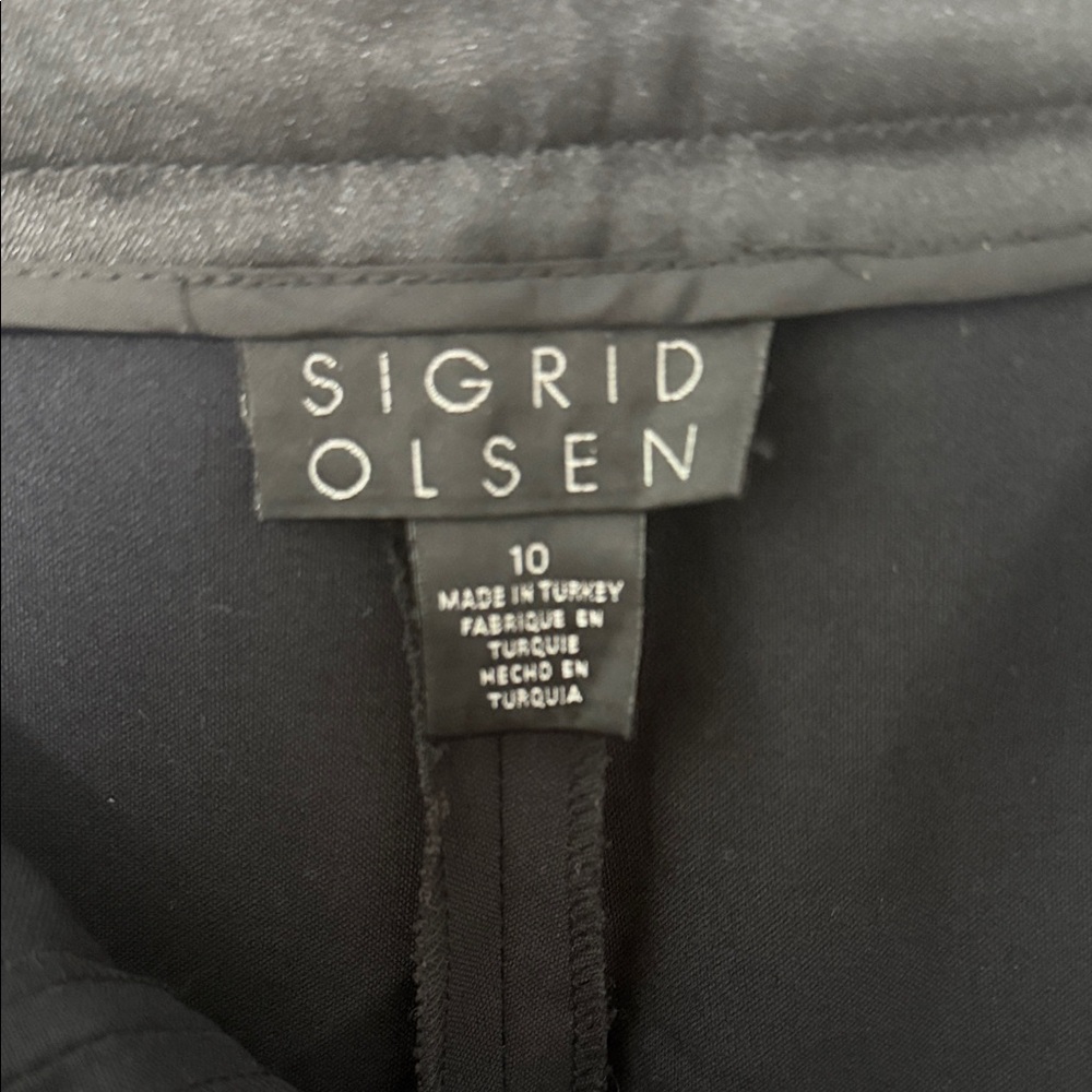 Sigrid Olsen Elegant Black Trousers with Satin Tuxedo Stripe - Picture 2 of 6
